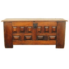 A Massive Spanish Louis XIV Period Elmwood Paneled Cofre