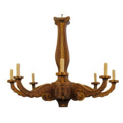 Antique Unusual Continental Paint Decorated 8-Arm Chandelier, Late 19thc