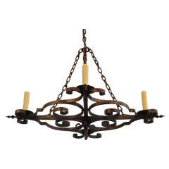 A French Wrought Iron Baroque Style Horizontal 4-Arm Chandelier