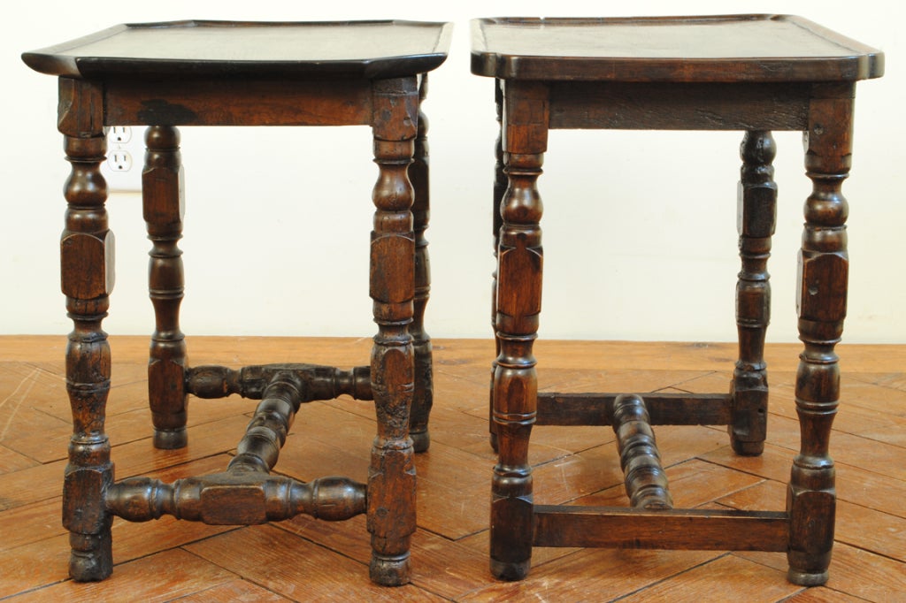 A Near Pair of  French LXIII Turned Walnut Low Tables