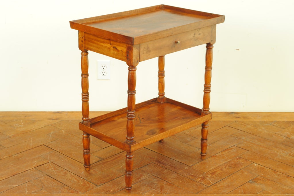 A French Light Walnut Louis Philippe 2-Tier Galleried Table
