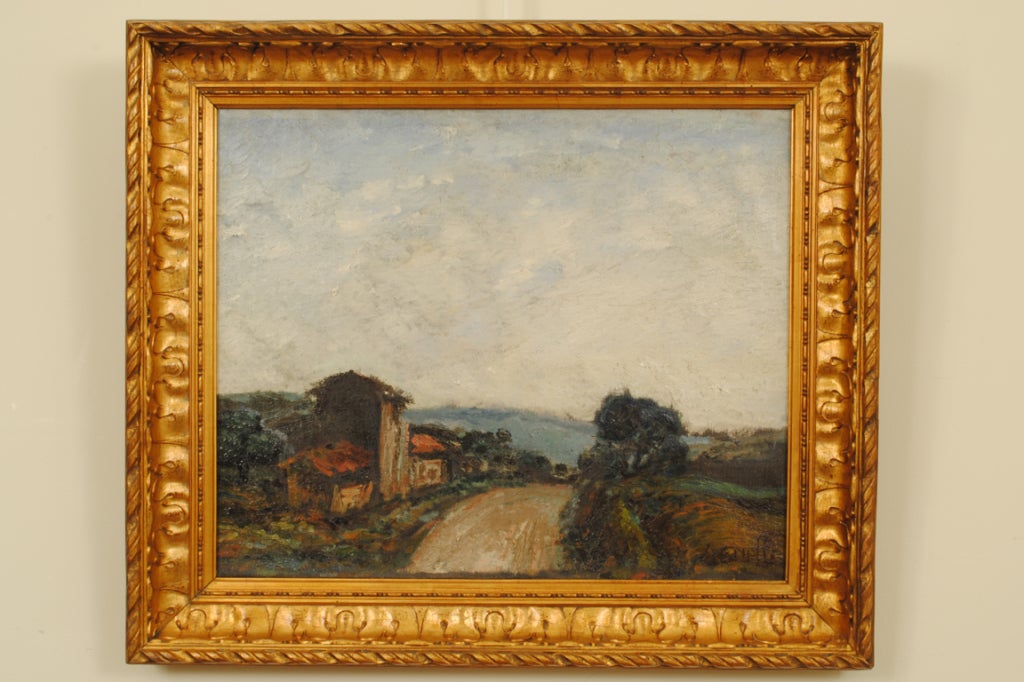 Oil on Canvas of an Italian Village, signed Agnelli