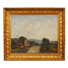 Oil on Canvas of an Italian Village, signed Agnelli
