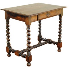 A French Louis XIII Walnut 1-Drawer Spiral Twist Table