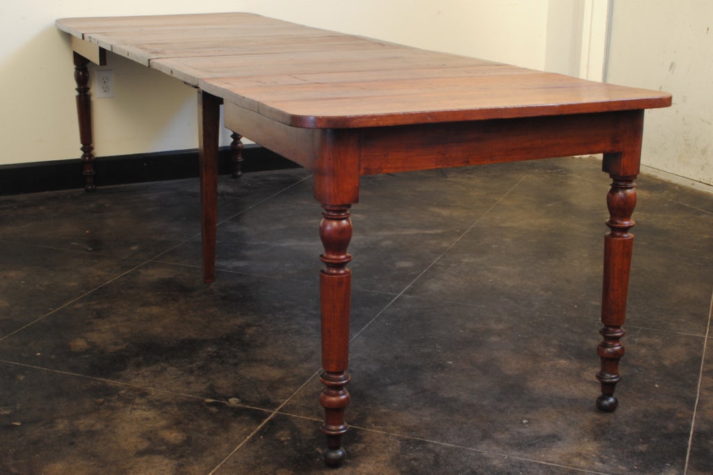 French Slender Louis Philippe Cherrywood Extension Kitchen Dining Table