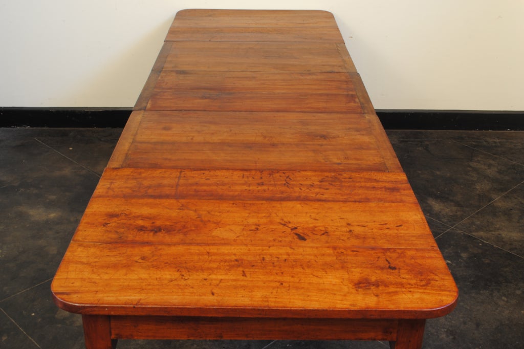 Slender Louis Philippe Cherrywood Extension Kitchen Dining Table In Excellent Condition In Atlanta, GA