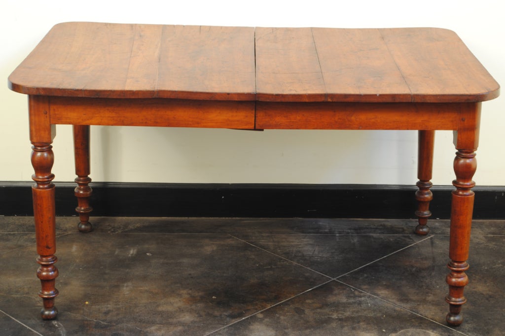 19th Century Slender Louis Philippe Cherrywood Extension Kitchen Dining Table