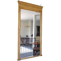 French mid 19thc.Tall Giltwood and Gesso Mirror, original mirror