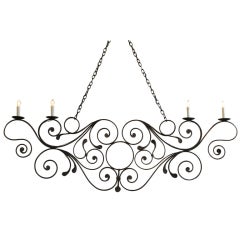 Antique An Italian Wrought Iron 19th Century & Later 4-Light Chandelier