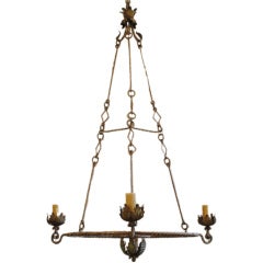 An Italian Painted and Wrought Iron 4-Light Chandelier
