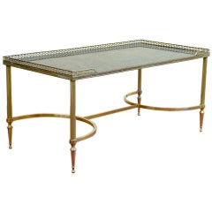 A French Neoclassical Style Silvered Brass and Marble Table