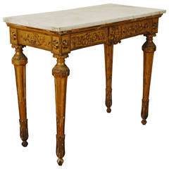 Italian, Lombardia, Carved Giltwood Console Table with Marble Top, 18th Century