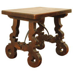 Small Italian Baroque Style Walnut Lira Table