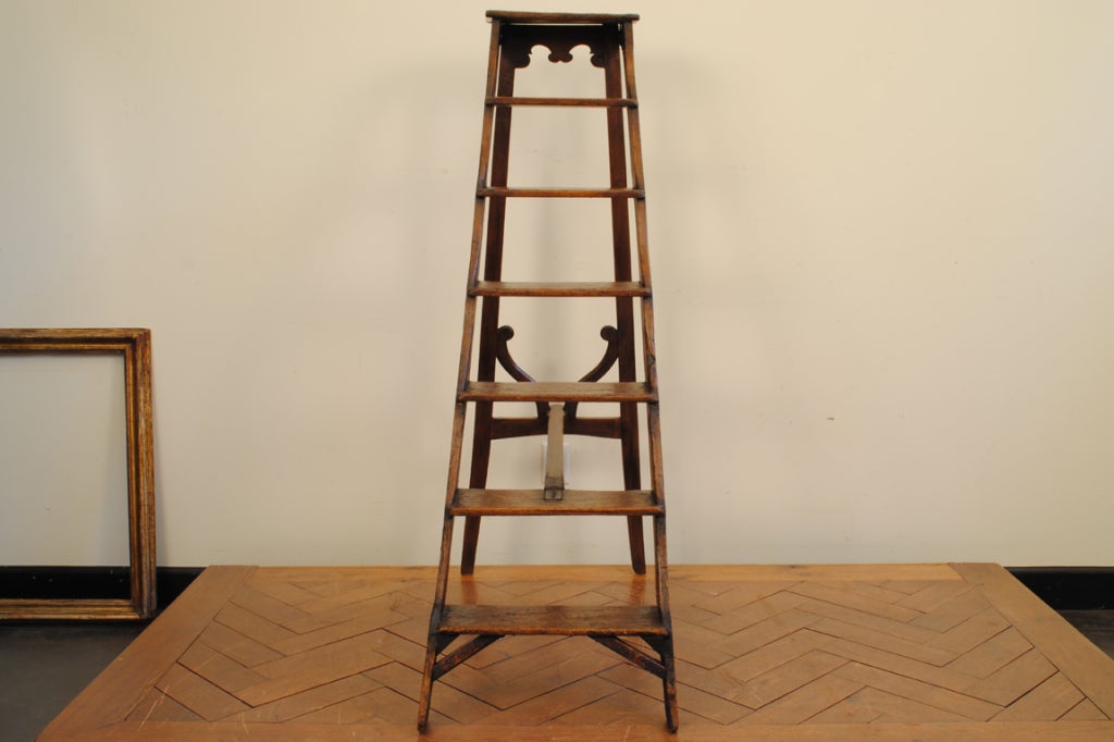 18th Century and Earlier An Italian Early 18th Century Pinewood Folding Library Ladder