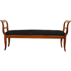 An Elegant Tuscan 19thc. Neoclassical Walnut Upholstered Panca