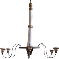 A Mid 19th Cen. Italian Painted and Giltwood 6 Light Chandelier