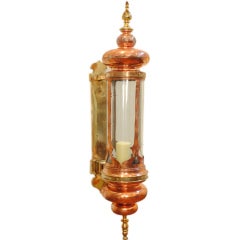 19th Century American Copper and Brass Gas Lantern Sconce