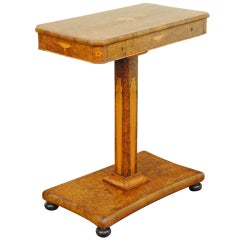 Italian Neoclassical Period Burl Walnut & Inlaid Pedestal Table