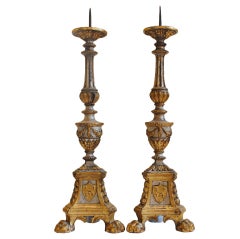 Pair of Northern Italian 18th Cen. Giltwood and Silver Gilt Torcheres Pair of Northern Italian 18th Cen. Giltwood and Silver Gilt Torcheres