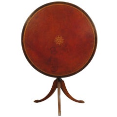 Antique An English Georgian Style Mahogany and Leather Center Table