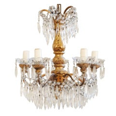 An Italian LXVI Period Carved Giltwood &Iron 5-Light Chandelier