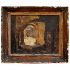 A 19th Century French Oil on Canvas, Ruined Street