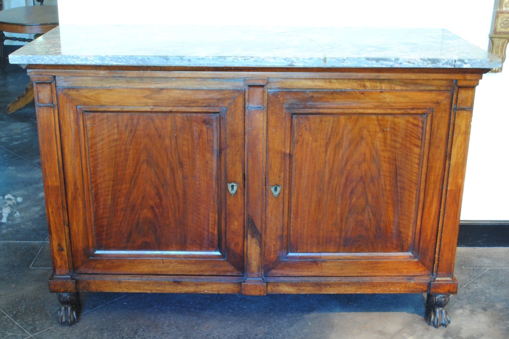 Early 19thc French Late Empire Period Mahogany Buffet, MarbleTop