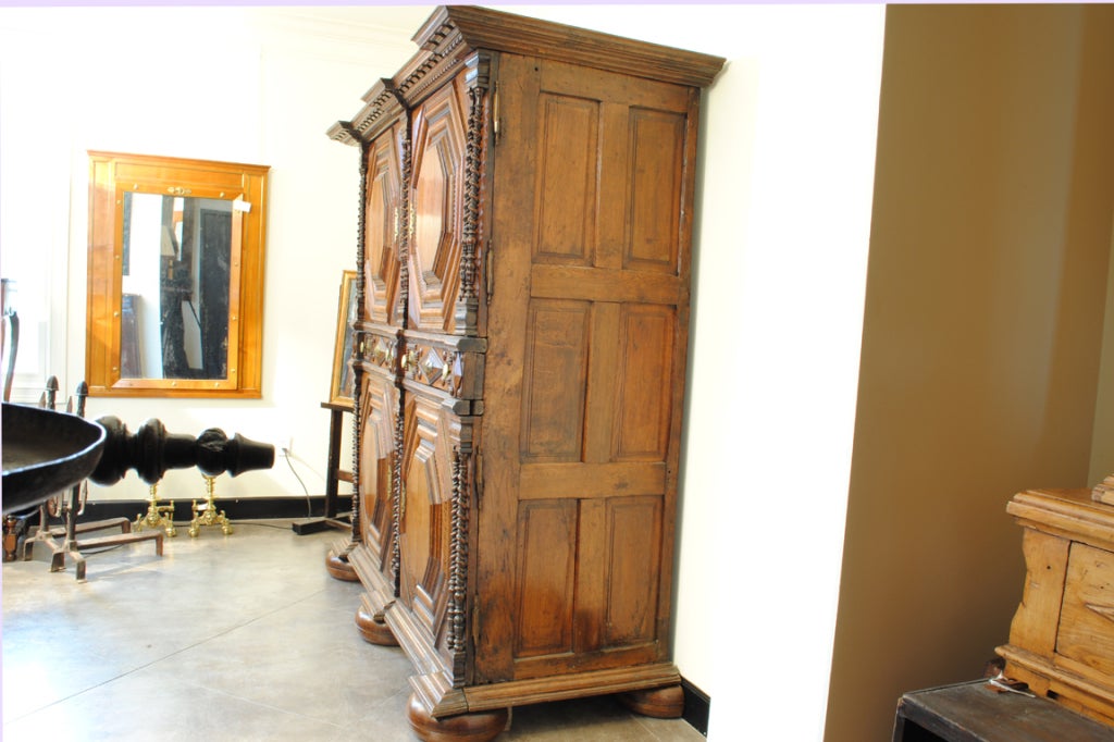 Early 18th Century French Carved Oak Armoire In Excellent Condition In Atlanta, GA
