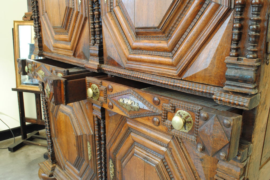 Early 18th Century French Carved Oak Armoire 1