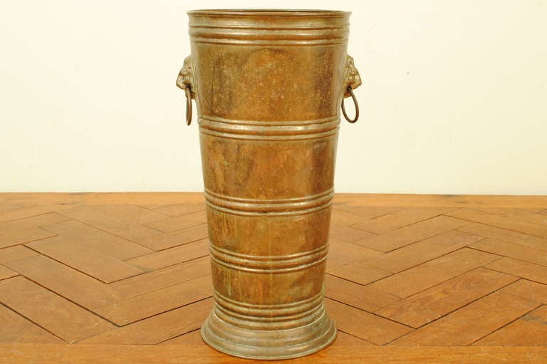 A French Late Neoclassical Brass on Copper Umbrella Stand