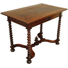 A French Late Louis XIII Period Walnut 1-Drawer Table, Early 18th Century
