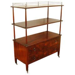 Antique An English Mahogany 2-Drawer Etagere with Brass Gallery