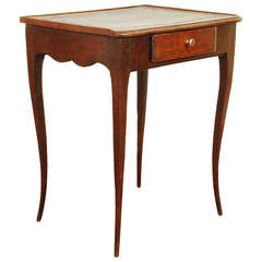 A Provincial Louis XV Stained Walnut and Leather Top Side Table, 18th Century A Provincial Louis XV Stained Walnut and Leather Top Side Table, 18th Century