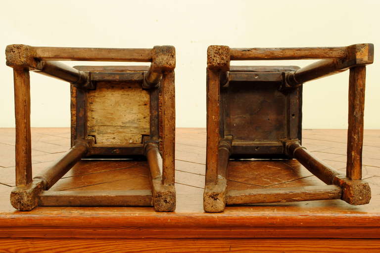 A Pair of English Walnut and Oak Joint Stools, Late 17th to Early 18th Century 5