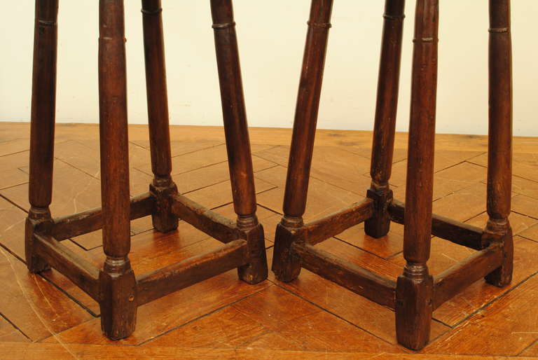 18th Century and Earlier A Pair of English Walnut and Oak Joint Stools, Late 17th to Early 18th Century