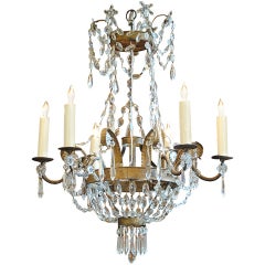 Early 19th Century Italian Empire Gilt Metal 6-Light Chandelier