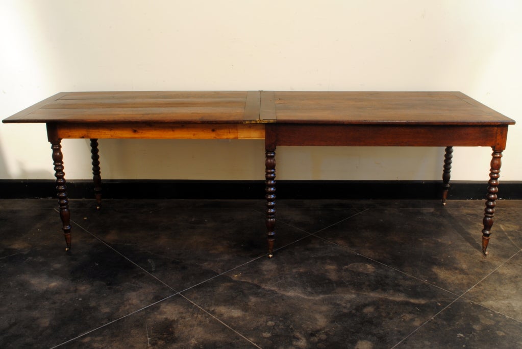 A French Turned Oak Mid 19th Century Fold-Over Dining Table 1