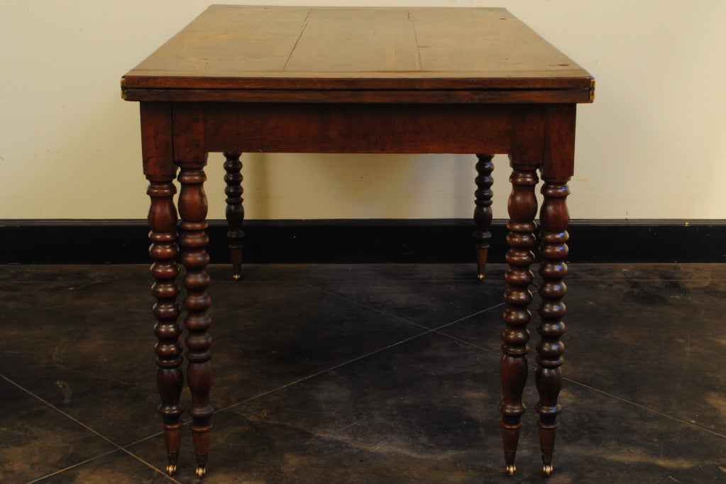 A French Turned Oak Mid 19th Century Fold-Over Dining Table 2