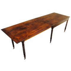 A French Turned Oak Mid 19th Century Fold-Over Dining Table
