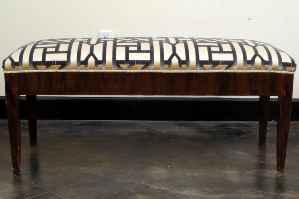 Italian Late Neoclassical Period Faux Painted Upholstered Bench