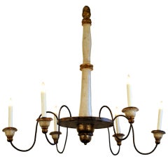 An Italian 19th Century Painted & Giltwood 6 Light Chandelier