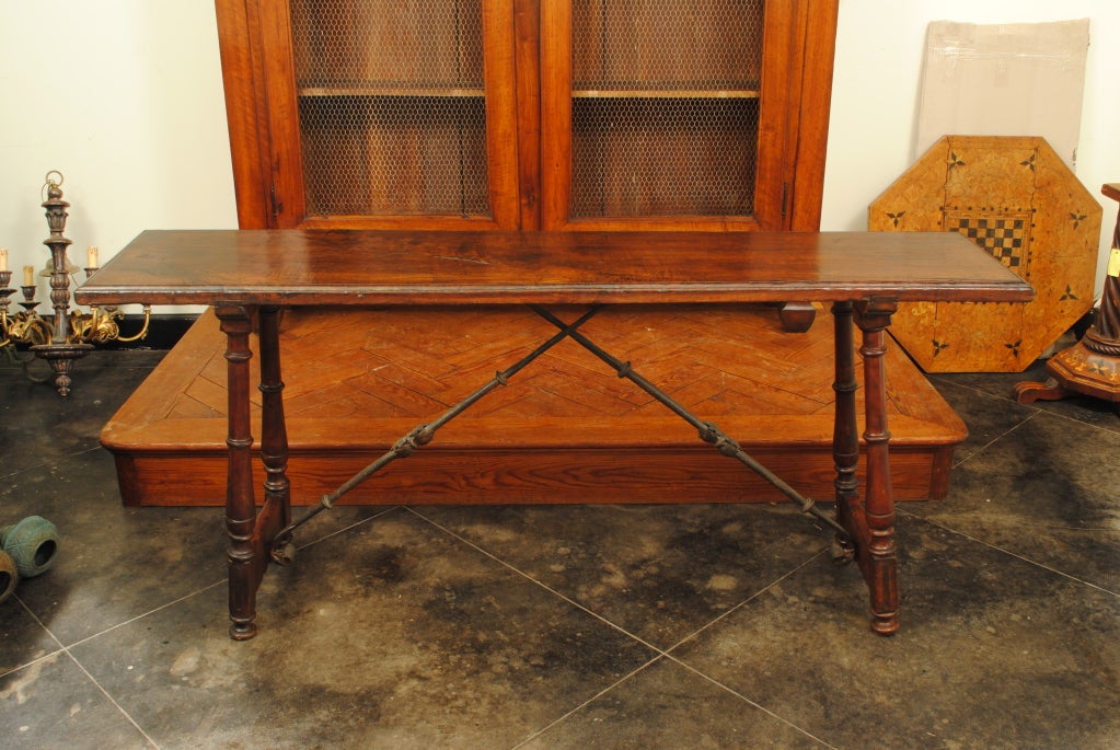 A Spanish Baroque Walnut Trestle Table