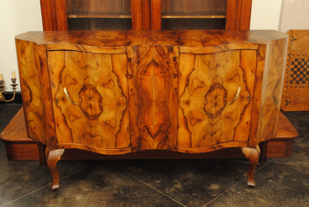 An Italian Olivewood Rococo Style 2-Door Credenza
