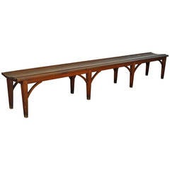 Long French Painted Wood Bench, Mid- to Late 19th Century