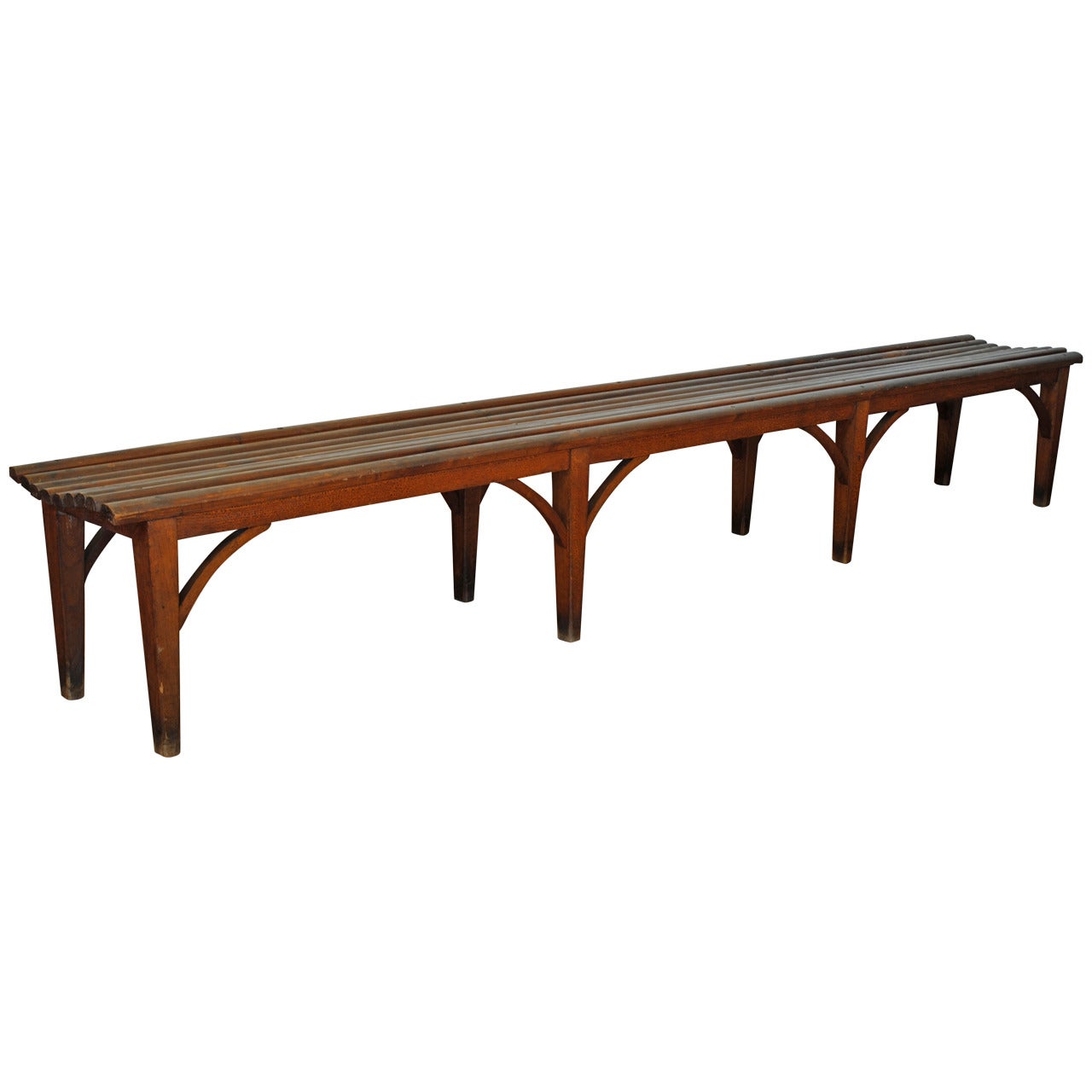 Long French Painted Wood Bench, Mid- to Late 19th Century