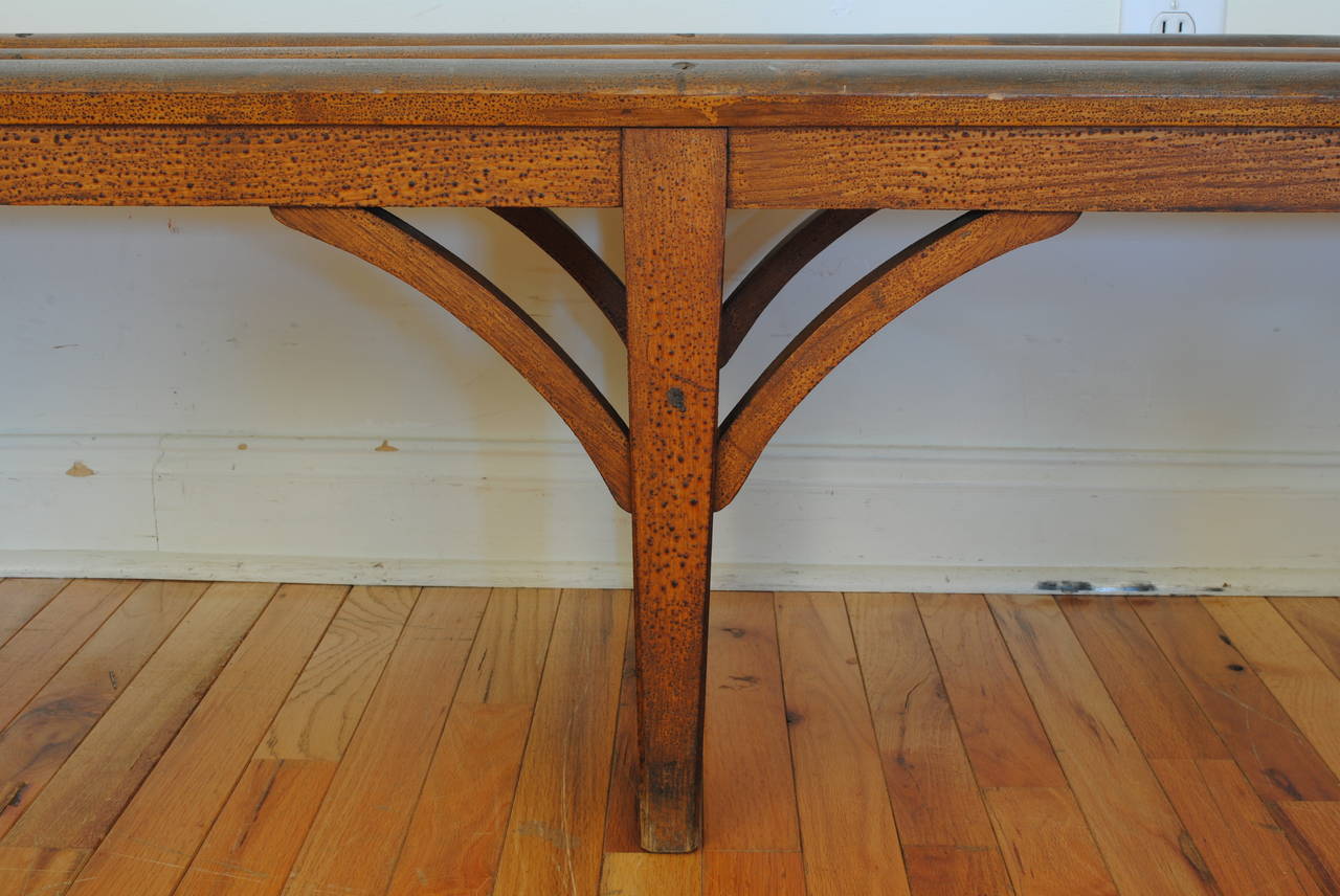 Mid-19th Century Long French Painted Wood Bench, Mid- to Late 19th Century