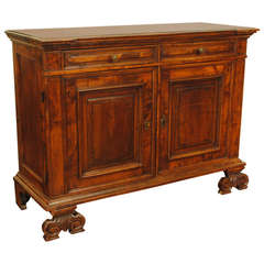 Antique An Italian Baroque Walnut 2-Drawer, 2-Door Credenza