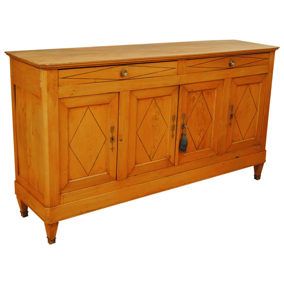 19th Century French Directoire Style Four-Door, Two-Drawer Elmwood Enfilade
