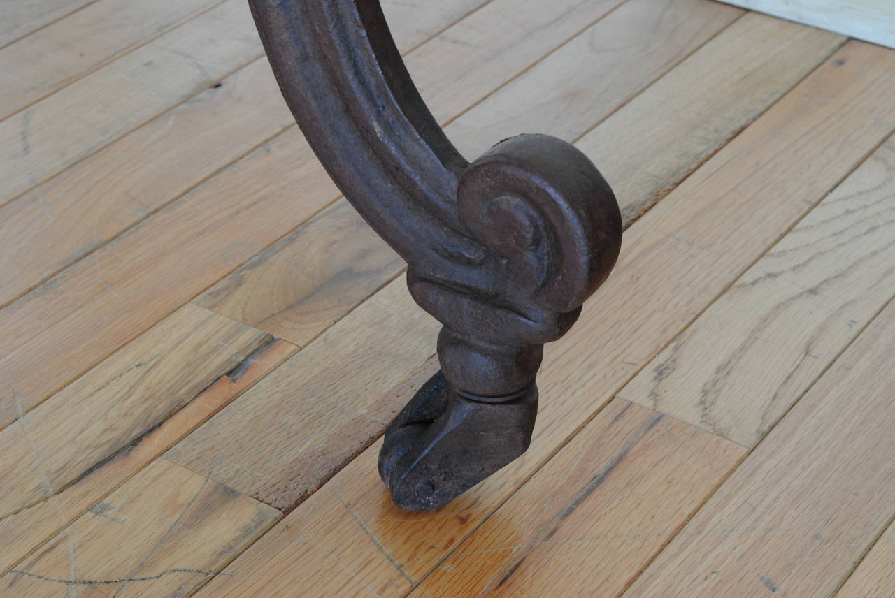 French Cast Iron Table with Daino Reale Marble Top, Last Quarter of 19th Century 3