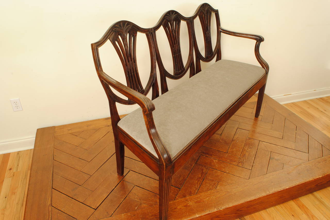 Neoclassical Italian, Tuscany, Carved Walnut Neoclassic Early 19th Century Upholstered Seat